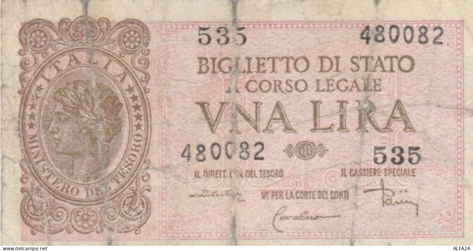 BIGLIETTO DI STATO  ITALIA 1 LIRA - F (BN161 - Italia – 1 Lira