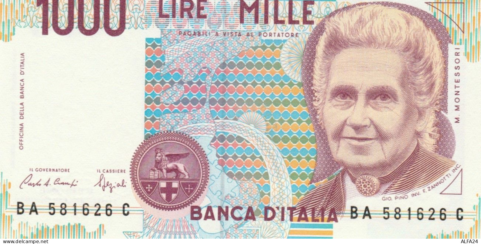 BANCONOTA  ITALIA 1000 LIRE MONTESSORI -  UNC (BN52 - 1000 Lire