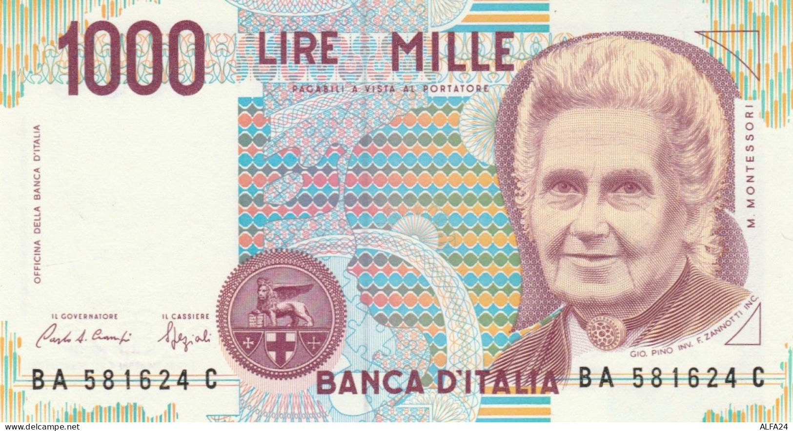 BANCONOTA  ITALIA 1000 LIRE MONTESSORI -  UNC (BN53 - 1000 Liras