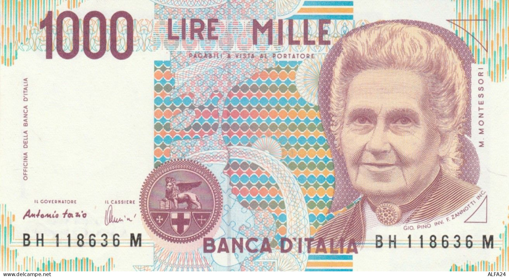 BANCONOTA  ITALIA 1000 LIRE MONTESSORI -  UNC (BN49 - 1000 Lire