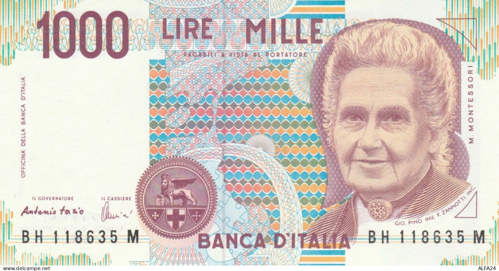 BANCONOTA  ITALIA 1000 LIRE MONTESSORI -  UNC (BN47 - 1.000 Lire