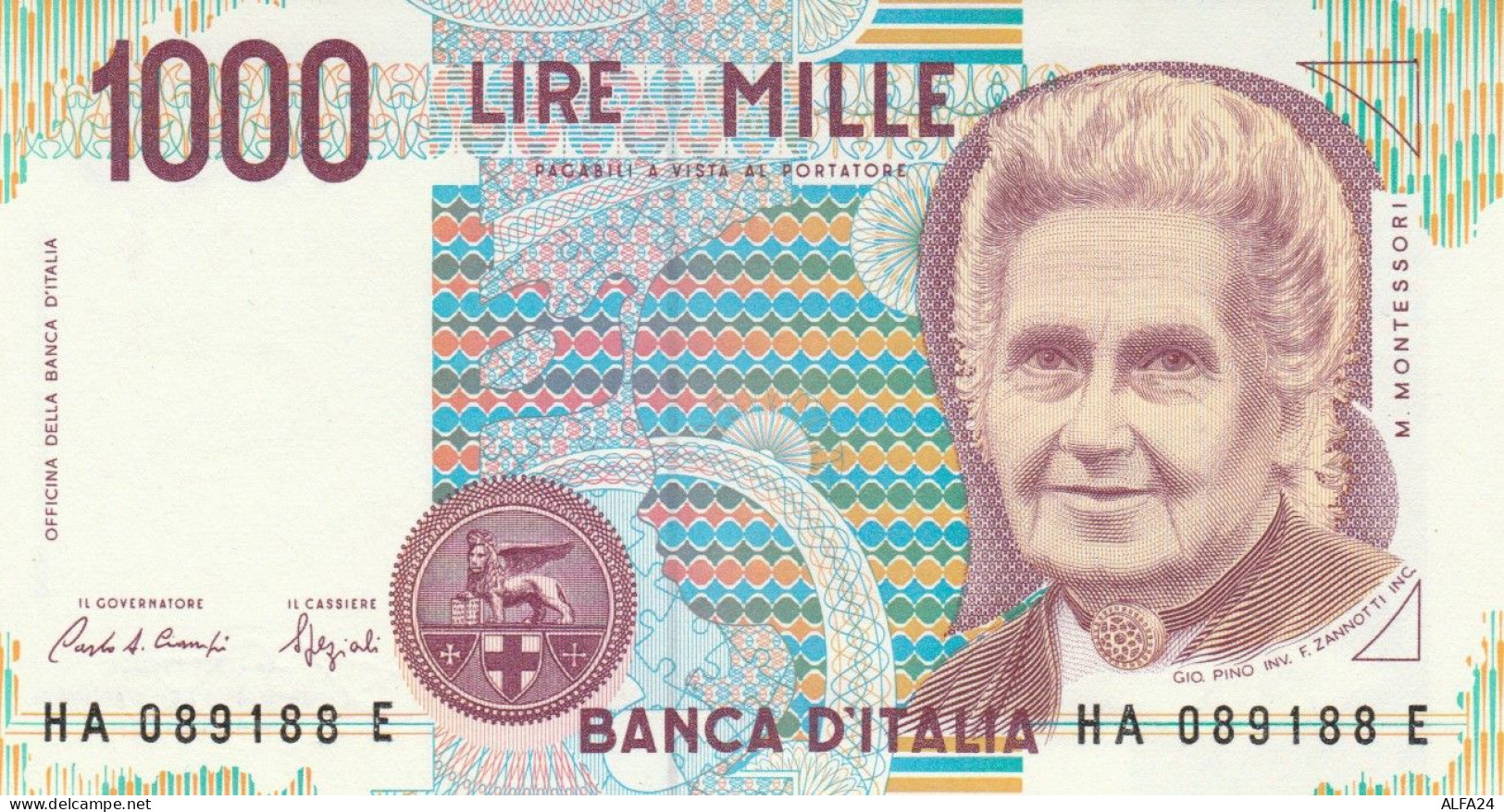 BANCONOTA  ITALIA 1000 LIRE MONTESSORI -  UNC (BN48 - 1000 Lire