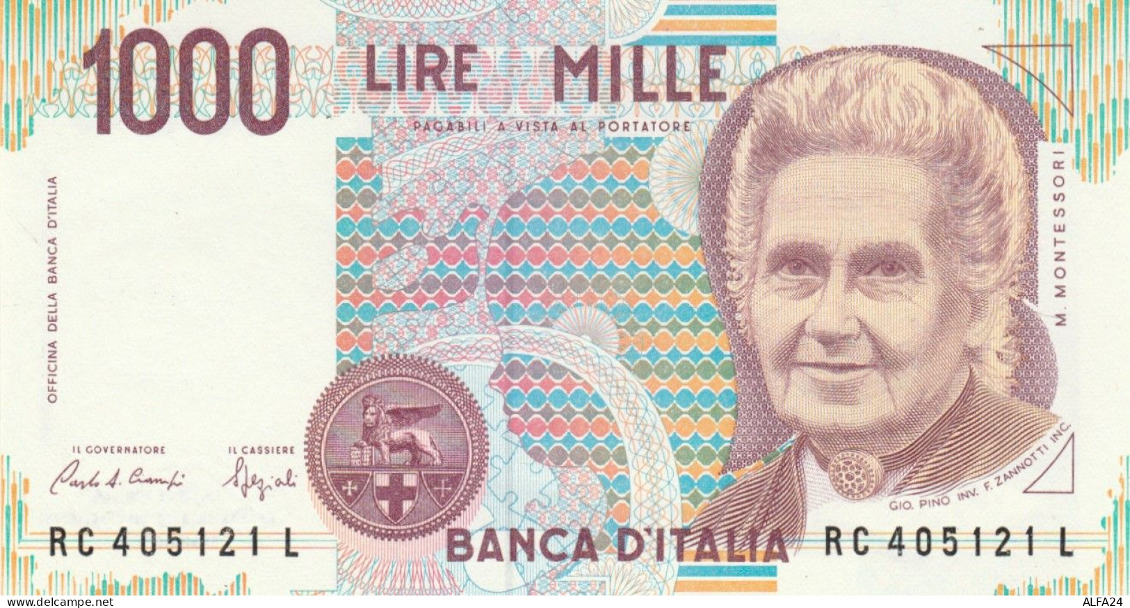 BANCONOTA  ITALIA 1000 LIRE MONTESSORI -  UNC (BN45 - 1000 Lire