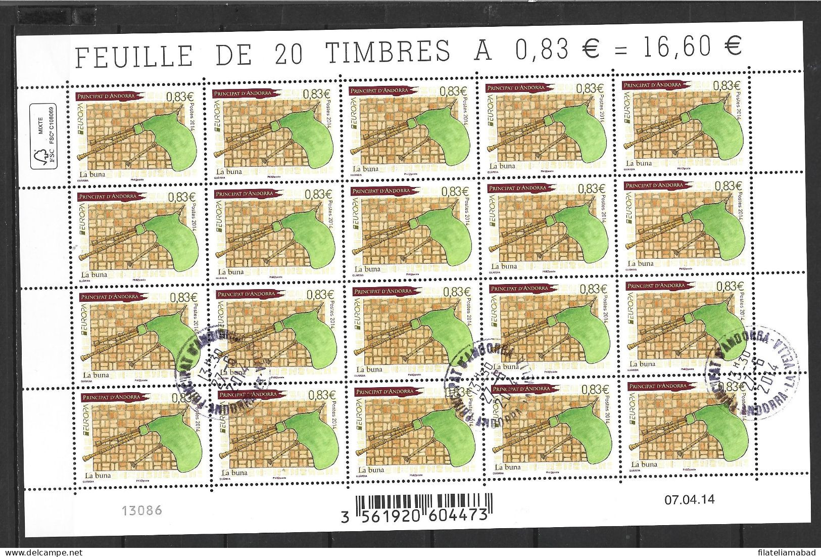 ANDORRA CORREO FRANCES Nº 752 20 SELLOS NUEVOS Y MATASELLADOS  (C.H) - Oblitérés