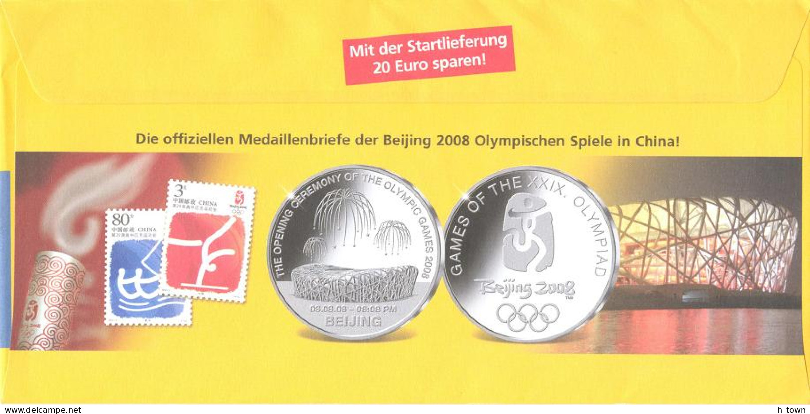 620  Pékin 2008, Aviron, Drapeau [3] PAP Preoblit. D'Allemagne - Olympic Games Beijing, Rowing, Coin Stadium Gymnastics - Sommer 2008: Peking