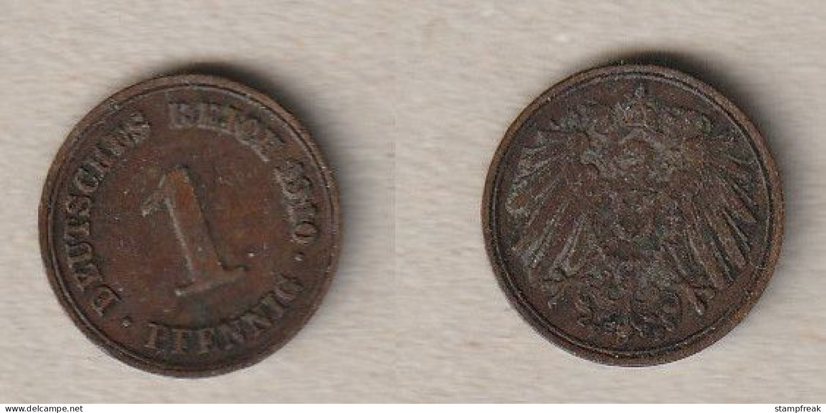 00750) Dt. Kaiserreich, 1 Pfennig 1910F - 1 Pfennig