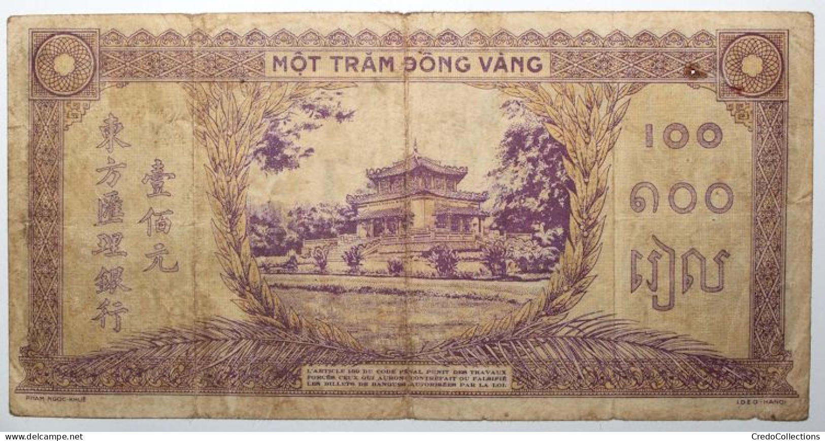 Indochine - 100 Piastres - 1942 - PICK 67 - TB - Indochine