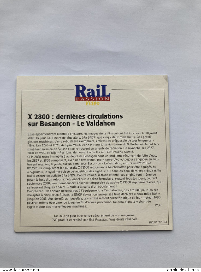 DVD Rail Passion 133 X 2800 BESANCON LE VALDAHON ETALANS MORRE MAMIROLLE SAONE L'Hôpital-du-Gros-Bois - Dokumentarfilme