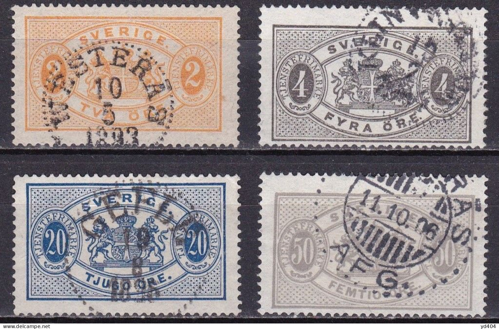 SE667B – SUEDE – SWEDEN – 1891 – NEW VALUES FULL SET - Y&T # 15/18 USED - Dienstzegels