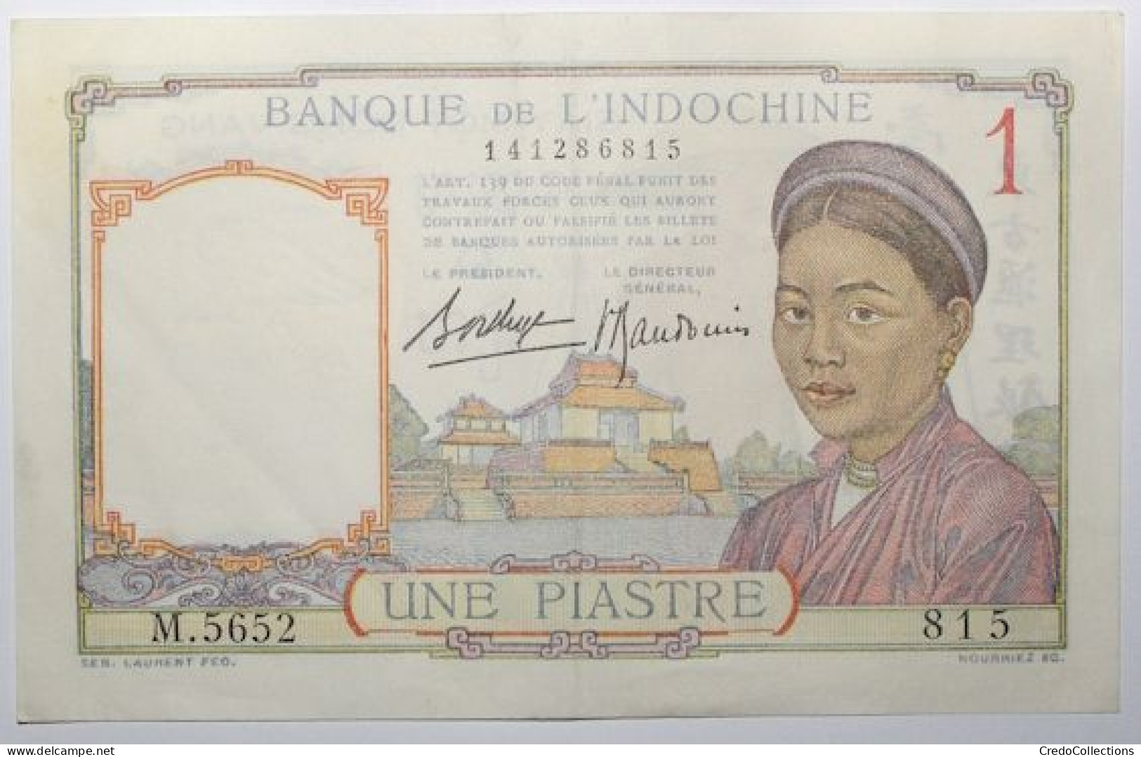 Indochine - 1 Piastre - 1936 - PICK 54b - SUP - Indochine