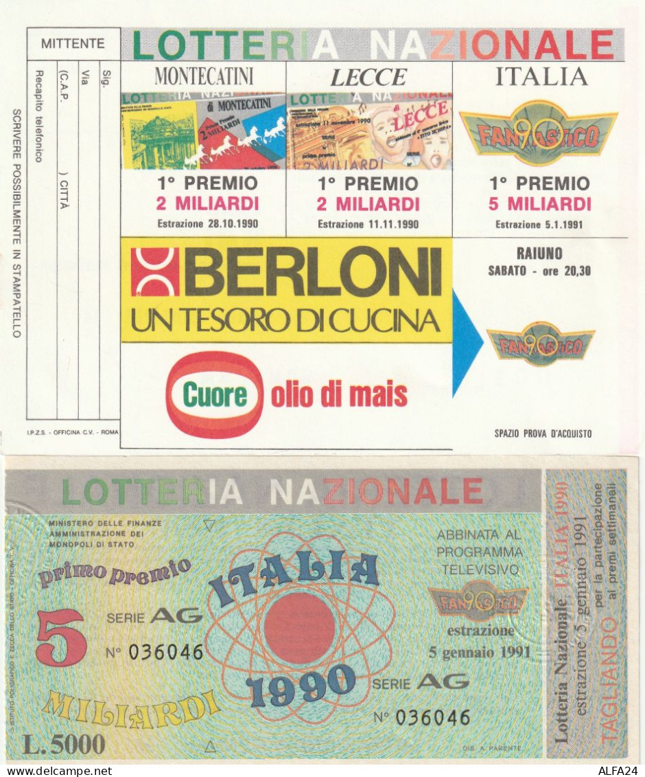 BIGLIETTO + CARTOLINA LOTTERIA (M_238 - Billetes De Lotería