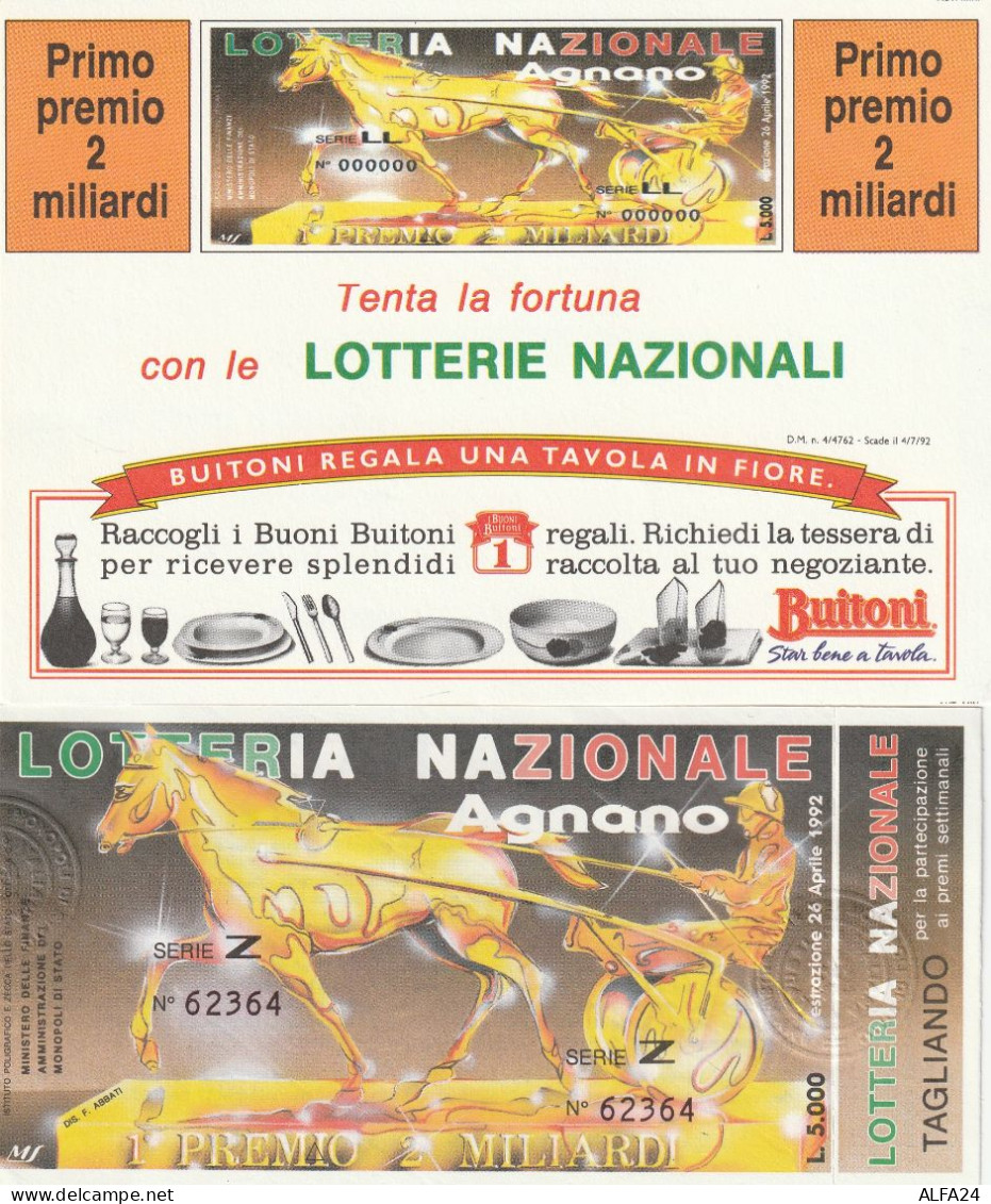 BIGLIETTO + CARTOLINA LOTTERIA (M_223 - Billetes De Lotería