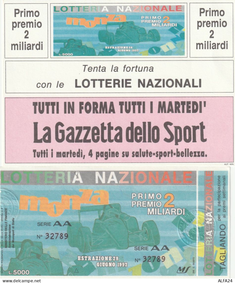 BIGLIETTO + CARTOLINA LOTTERIA (M_219 - Billetes De Lotería