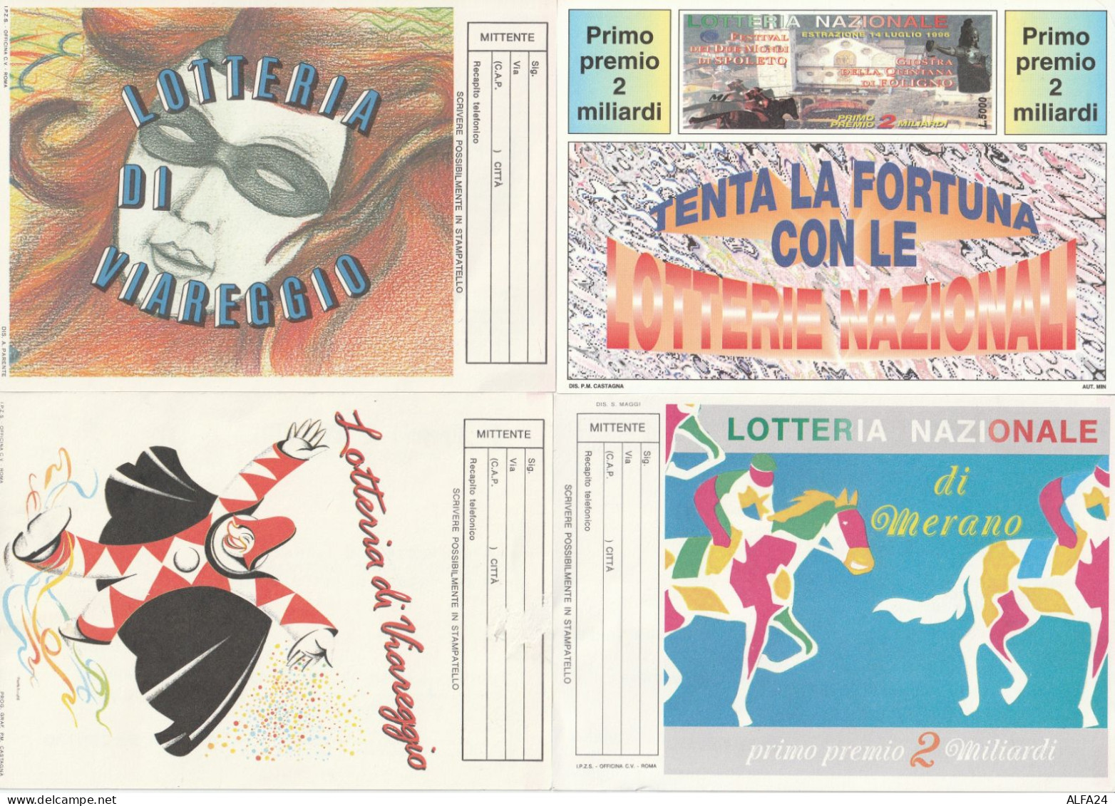 4 CARTOLINE LOTTERIE (M_168 - Billetes De Lotería