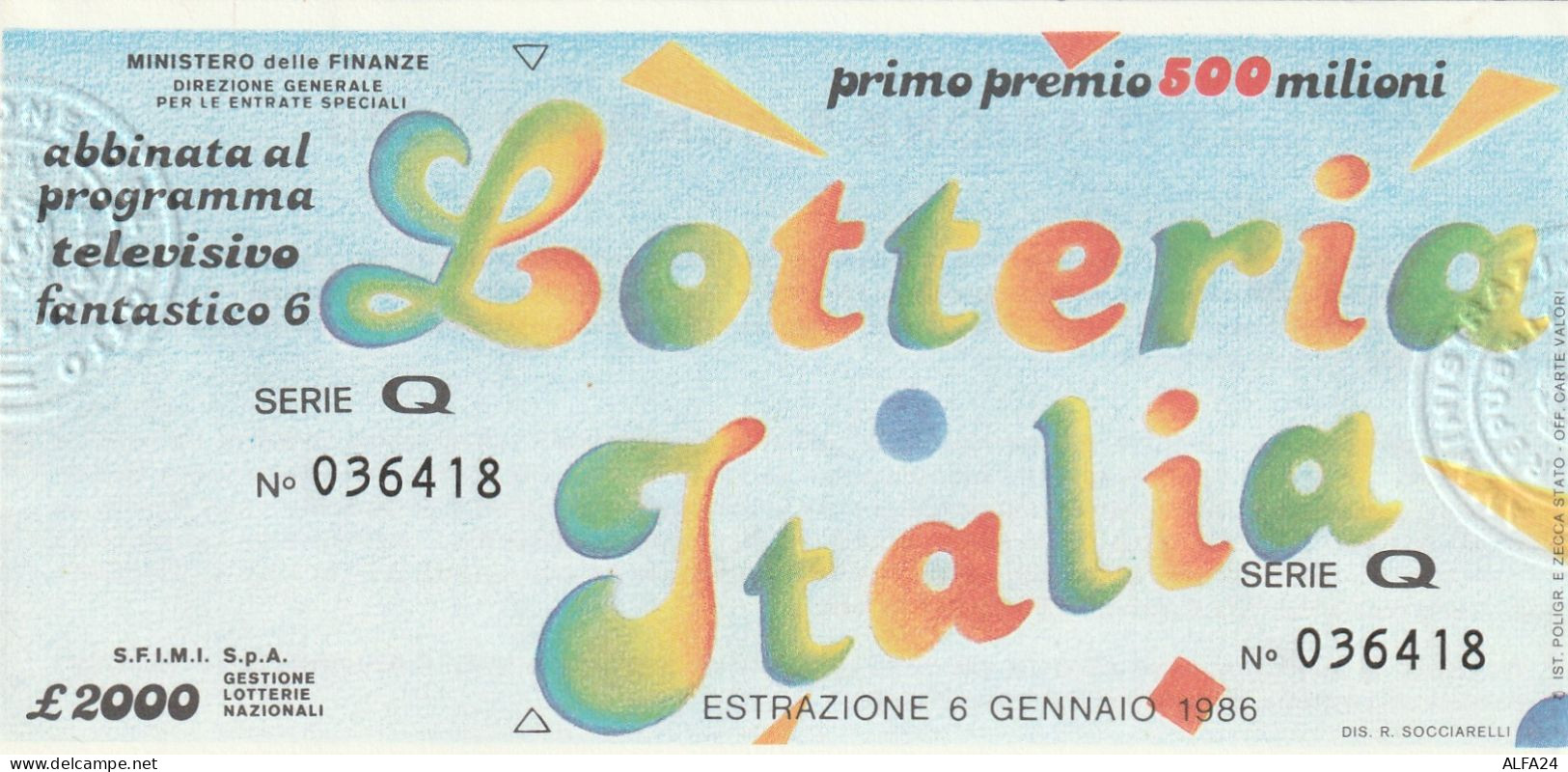 BIGLIETTO LOTTERIA (M_838 - Billetes De Lotería