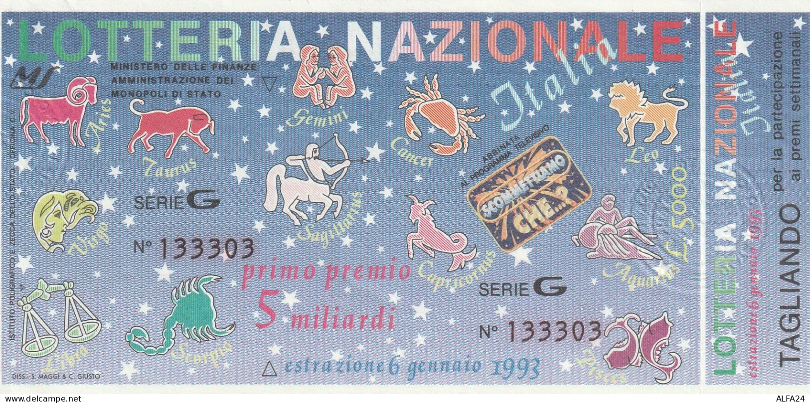 BIGLIETTO LOTTERIA (M_796 - Billetes De Lotería