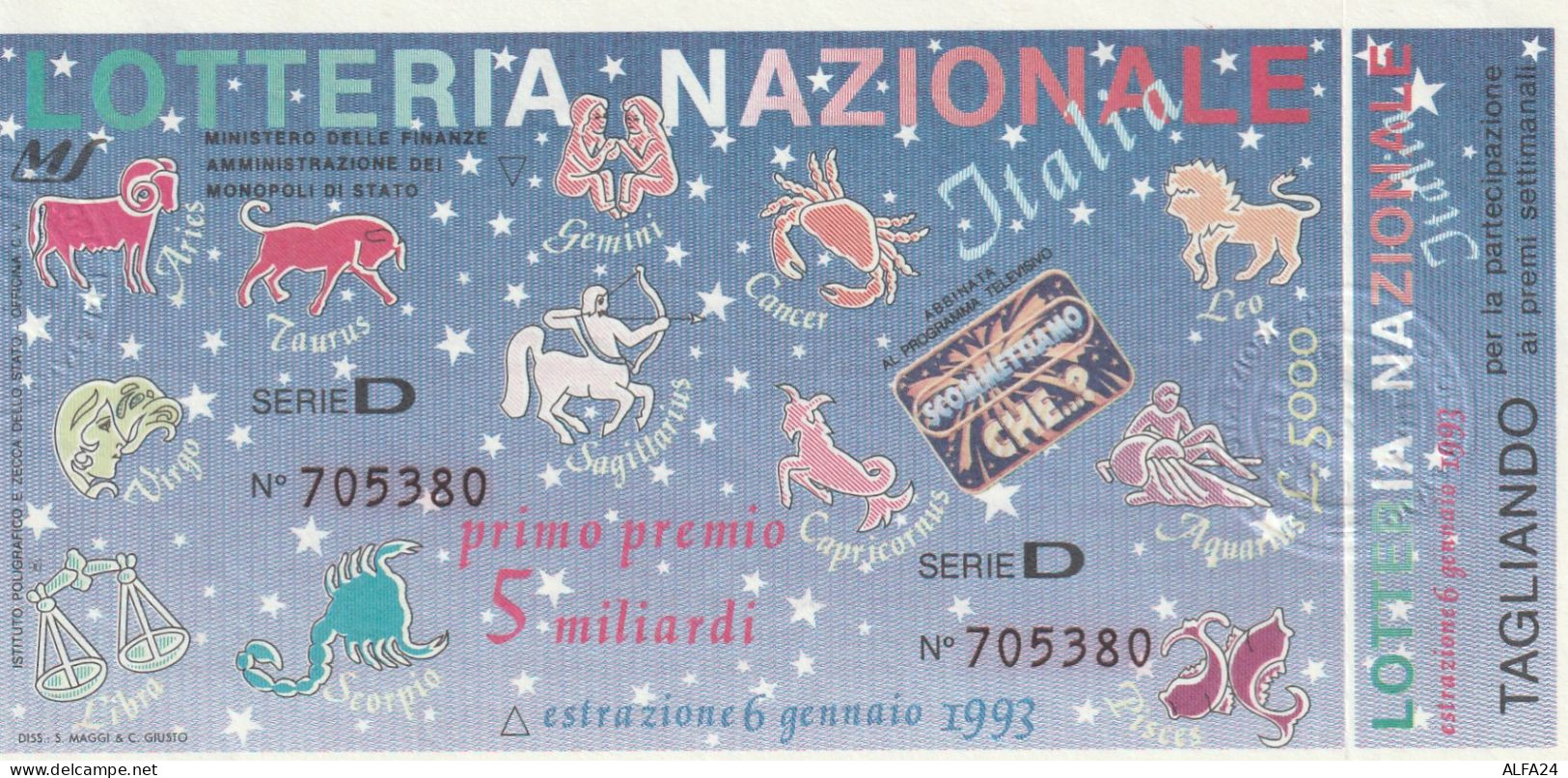 BIGLIETTO LOTTERIA (M_798 - Billetes De Lotería