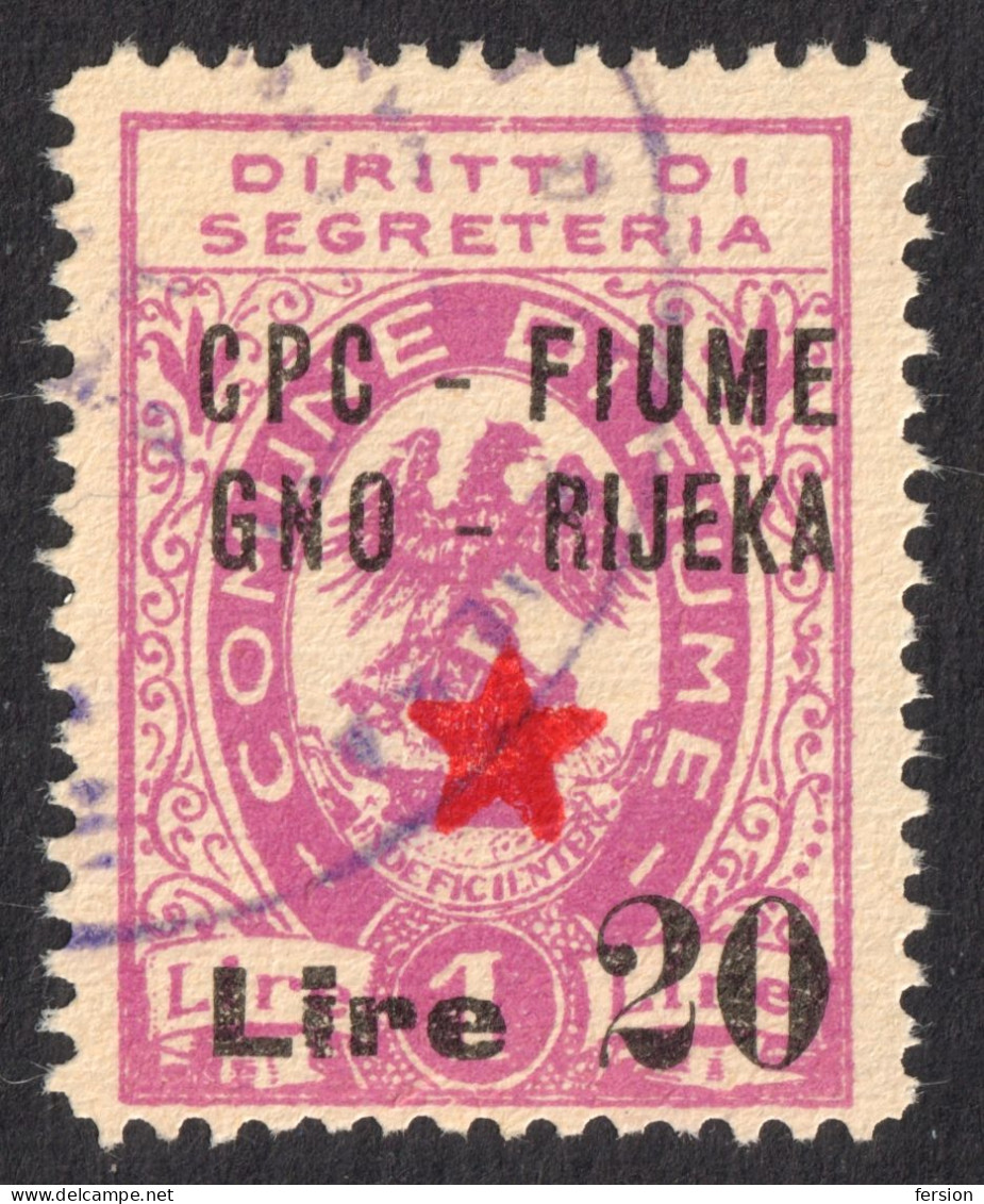 1945 - Istria Istra / Rijeka Fiume - Yugoslavia Occupation WW2 War PARTISAN Red Star - Revenue Tax - Overprint - Used - Yugoslavian Occ.: Fiume