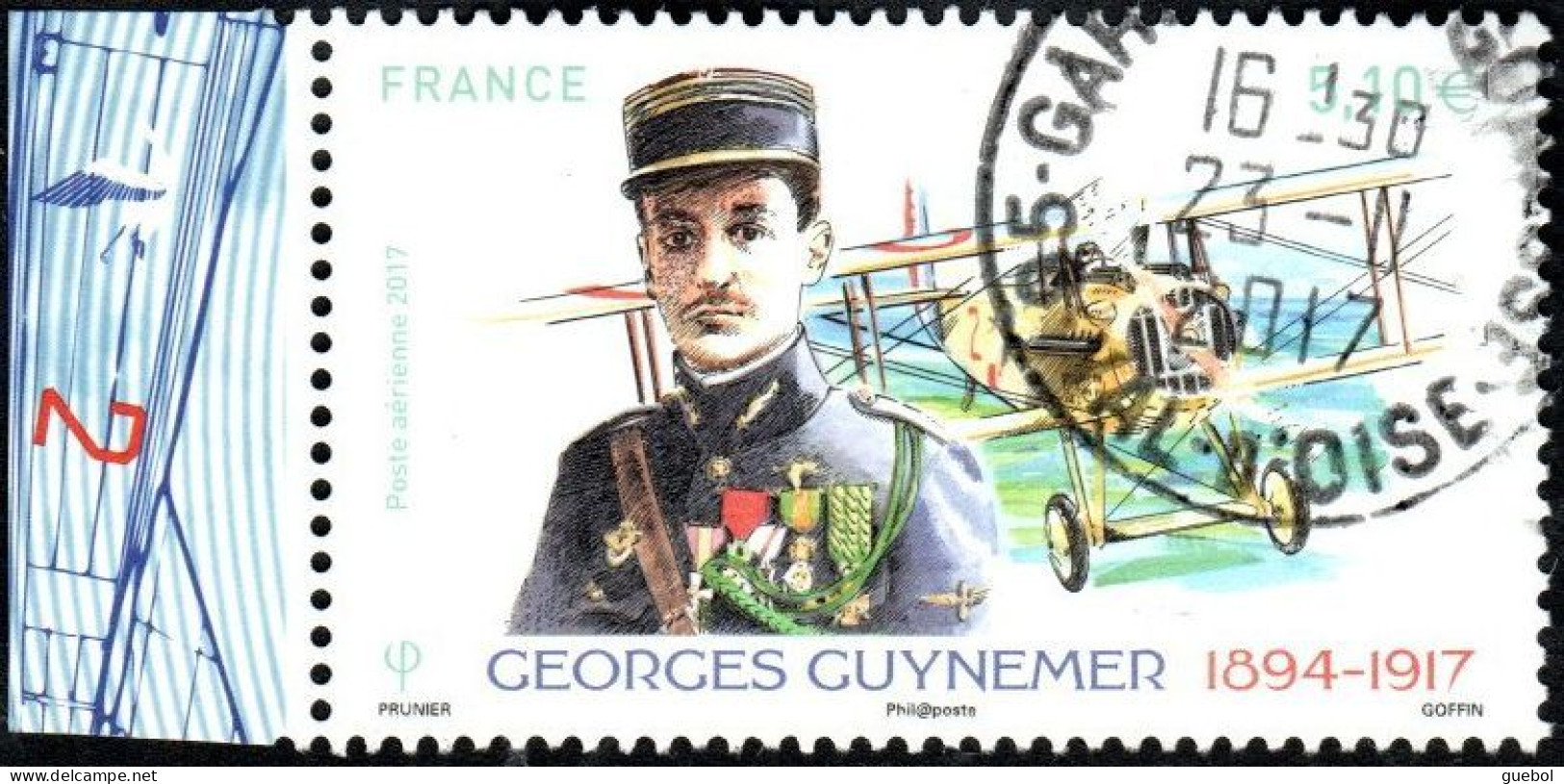 France Oblitération Cachet à Date N° PA  81 A - Poste Aérienne - Georges Guynemer - L'avion Spad XIII - 1960-.... Matasellados