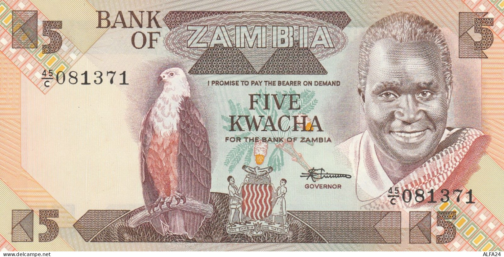 ZAMBIA 5 KWACHA -UNC - Zambie