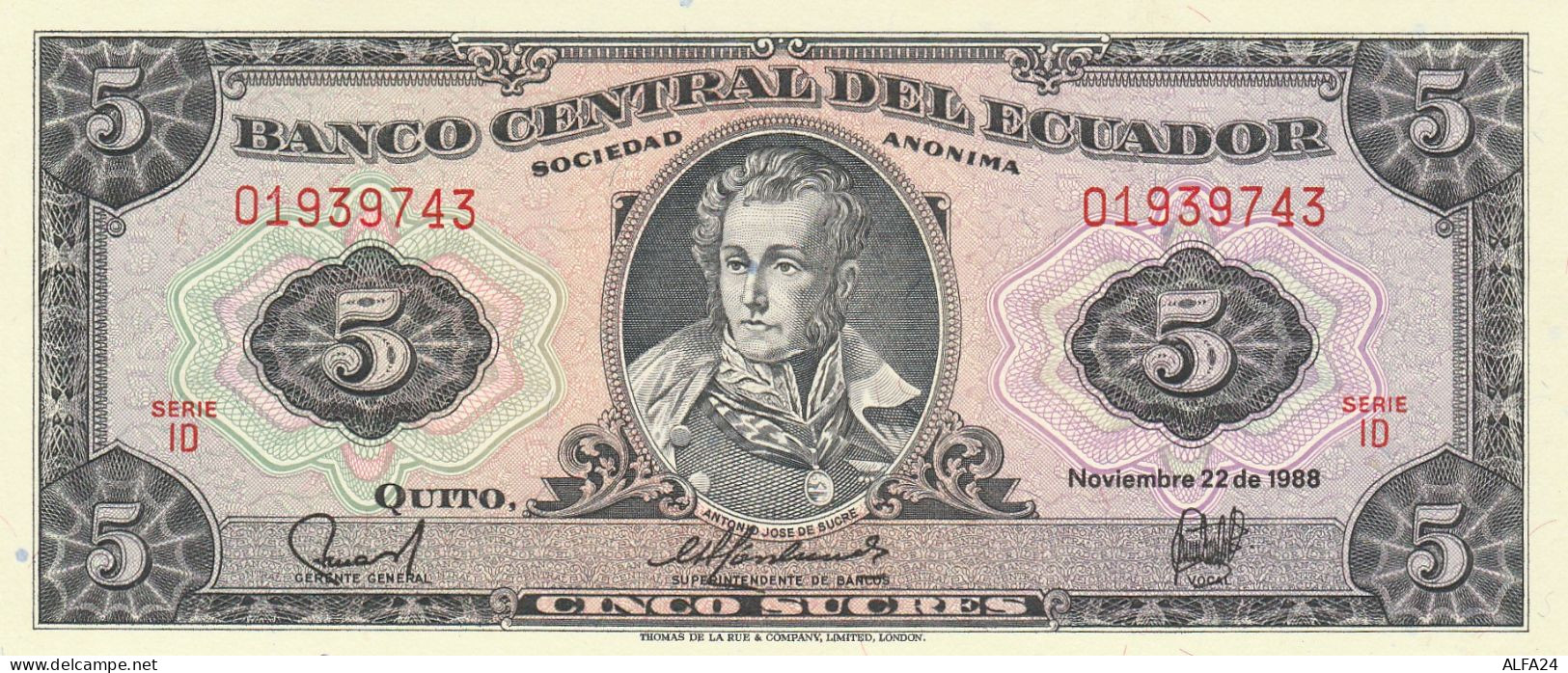 EQUADOR 5 SUCRES -UNC - Ecuador