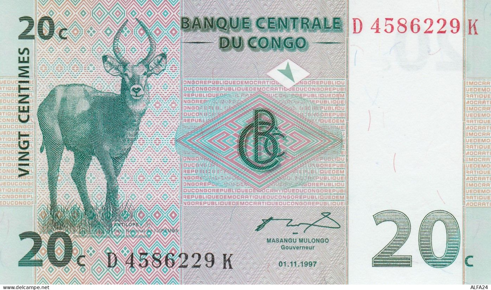 CONGO 20 CENTIMES -UNC - Repubblica Del Congo (Congo-Brazzaville)