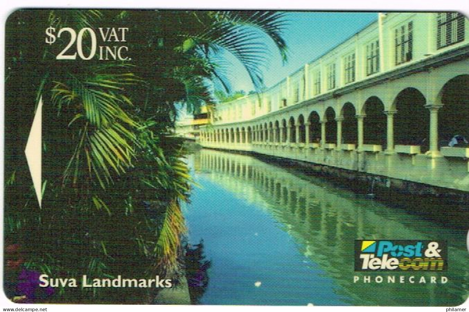 FIDJI FIJI TELECARTE PHONECARD Suva Landmarks Mh Building Nabukalou Creek Riviere 20 $ 1995 UT BE - Fidschi