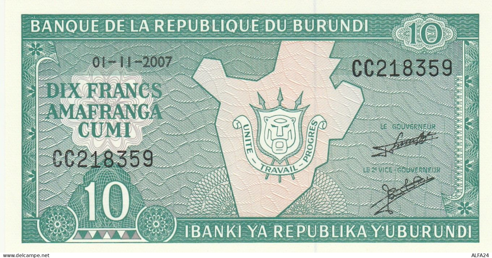 BURUNDI 10 FRANCS -UNC - Burundi