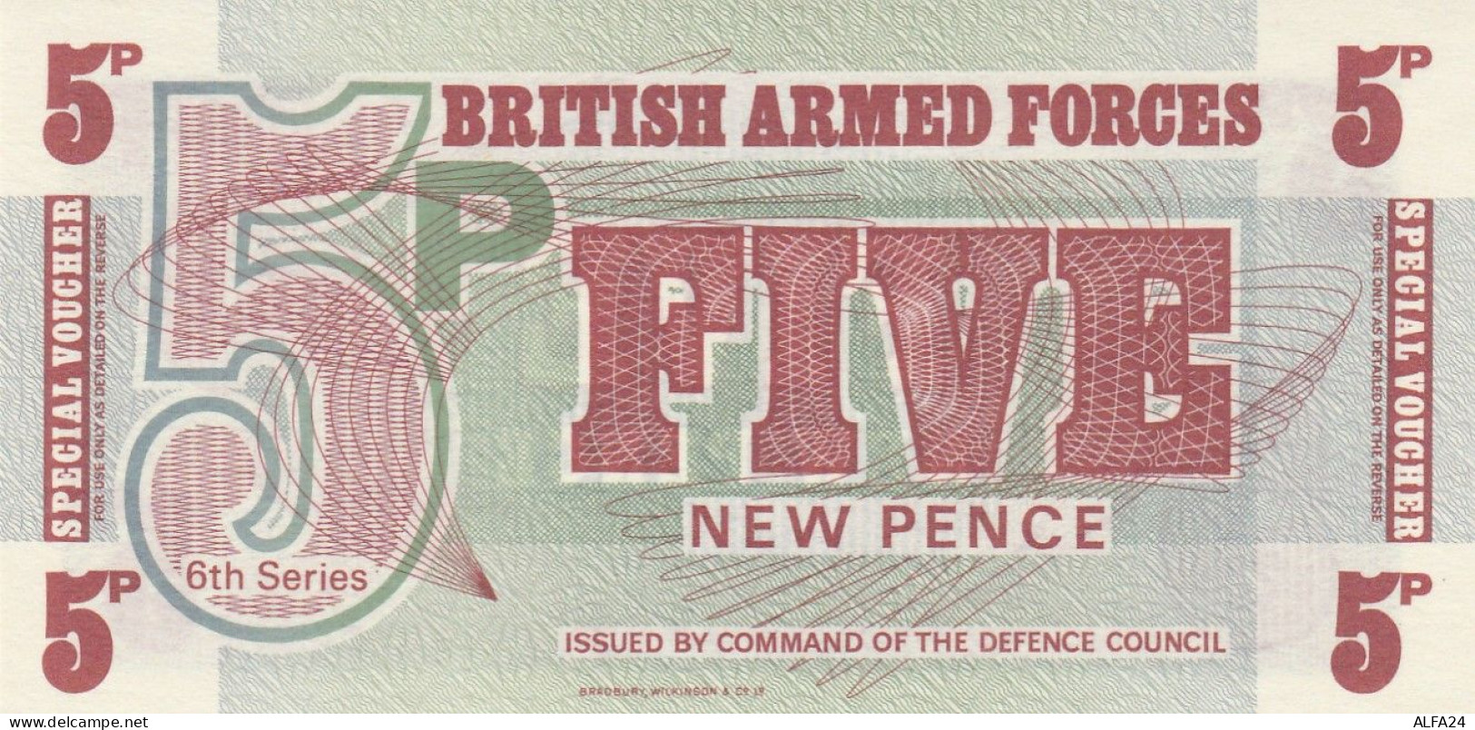 BRITISH ARMED FORCES 5 OENCE -UNC - British Armed Forces & Special Vouchers