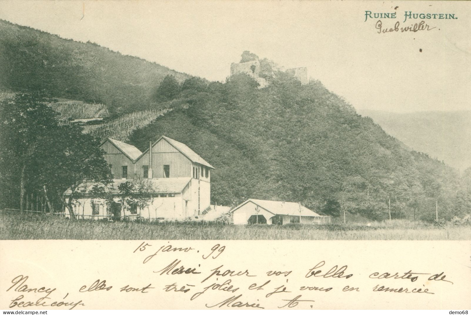 Guebwiller CPA 68 Haut Rhin Alsace Ruine Château Hugstein Superbe Carte Précurseur 1899 - Guebwiller