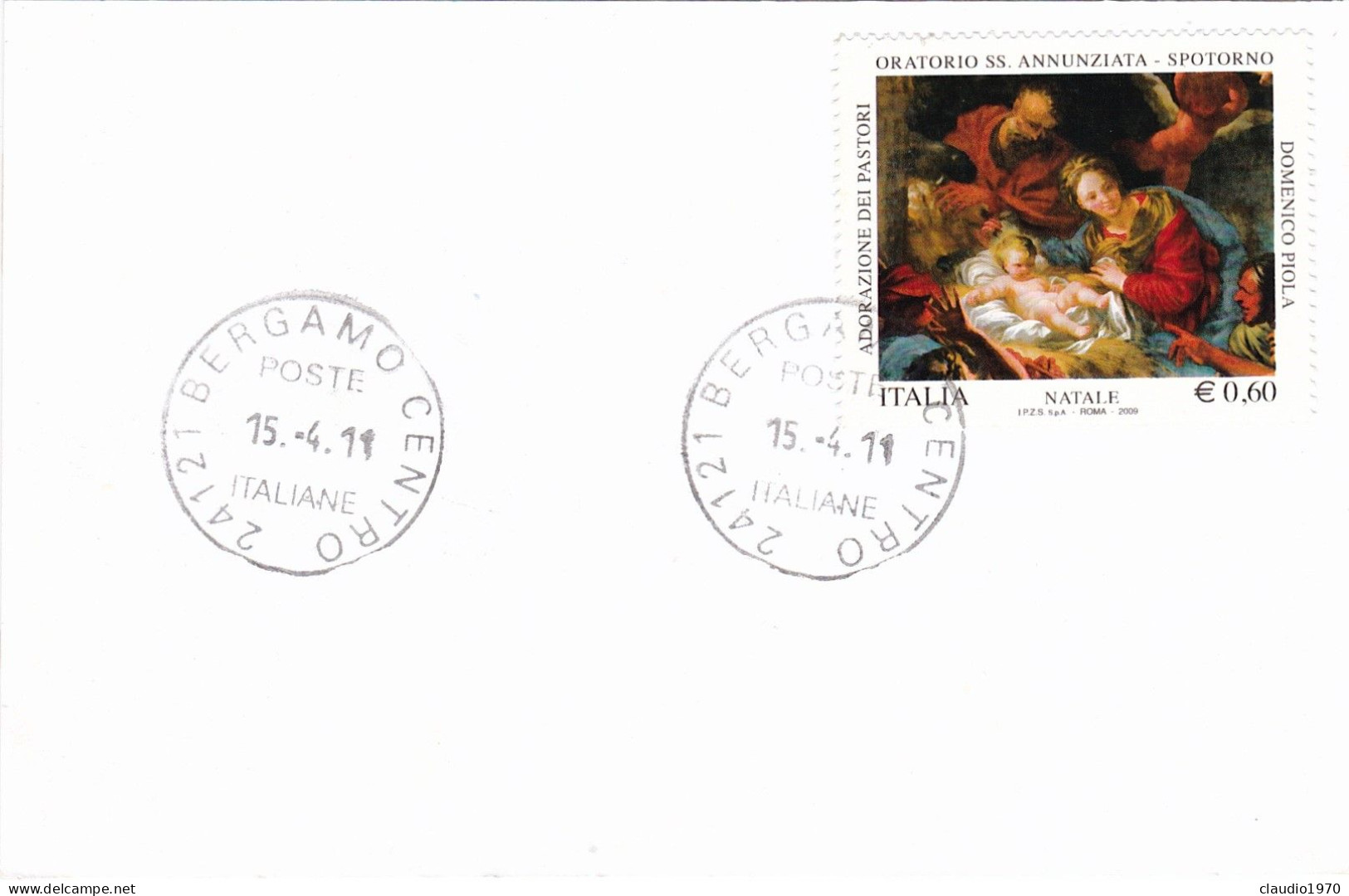 ITALIA - REPUBBLICA - BERGAMO  CENTRO -  STORIA POSTALE - 150° ANNIVERSARIO UNITA D' ITALIA  - 2011 - 2011-20: Poststempel