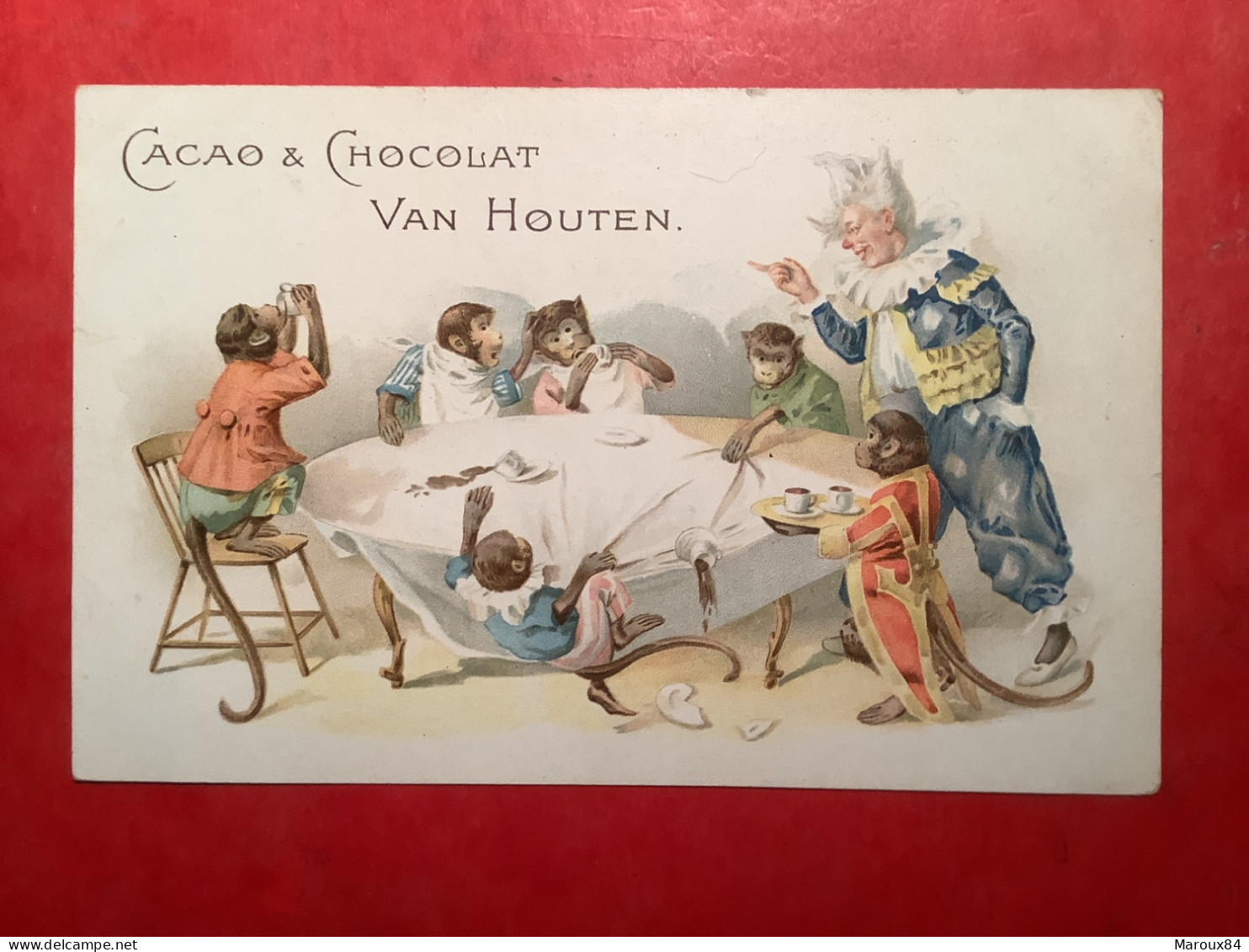 Image 14/9 Cacao Et Chocolat Van Houten Singes Humanisés à Table - Van Houten