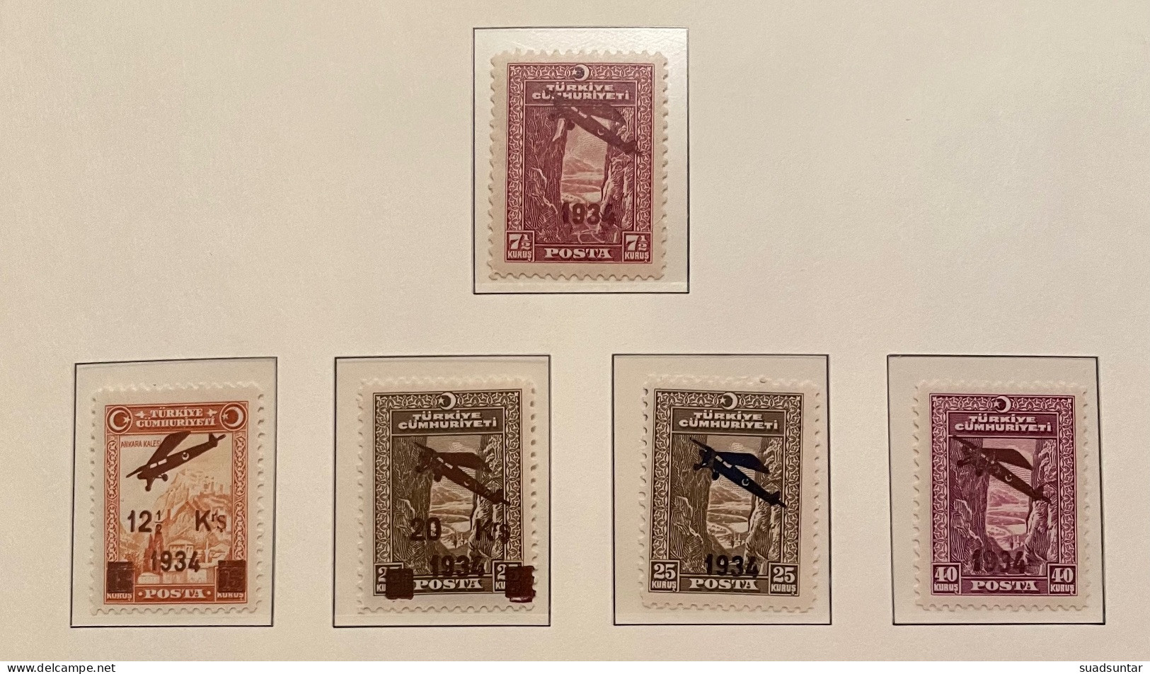 1934 Surcharged Airmail Stamps MH Isfila 1310/1314 - Nuovi