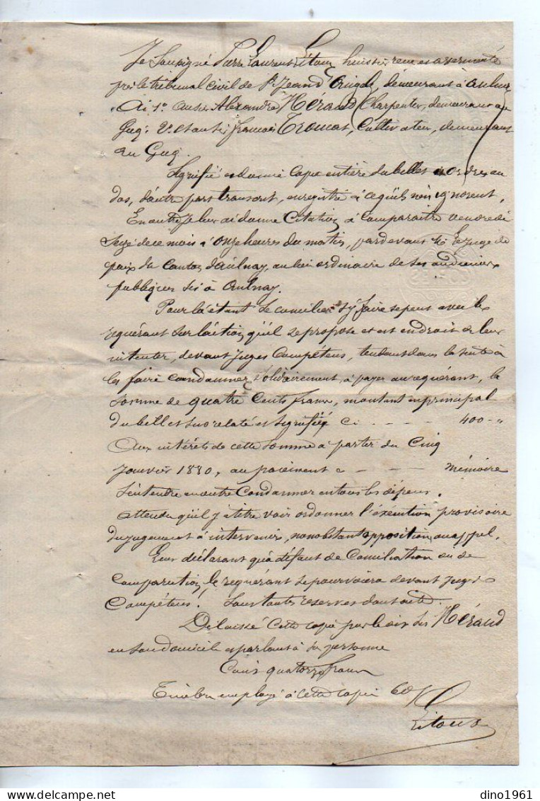 VP22.777 - AULNAY - 2 Actes De 1882 - Me ALZAC, Notaire à NERE - Manuscrits