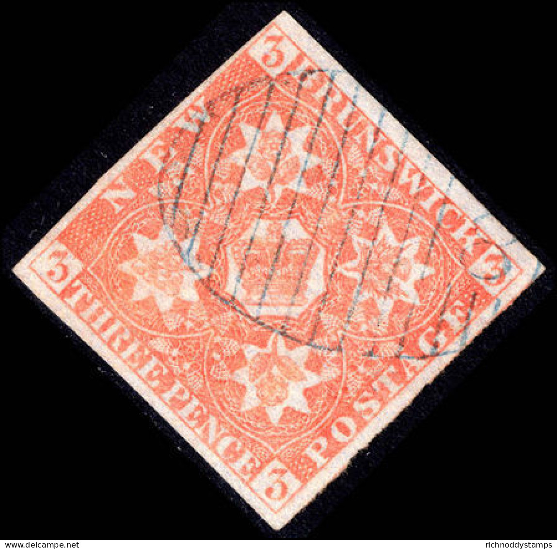 New Brunswick 1851-60 2d Dull Red, 4 Clear Margins, Very Fine Used. - Gebruikt