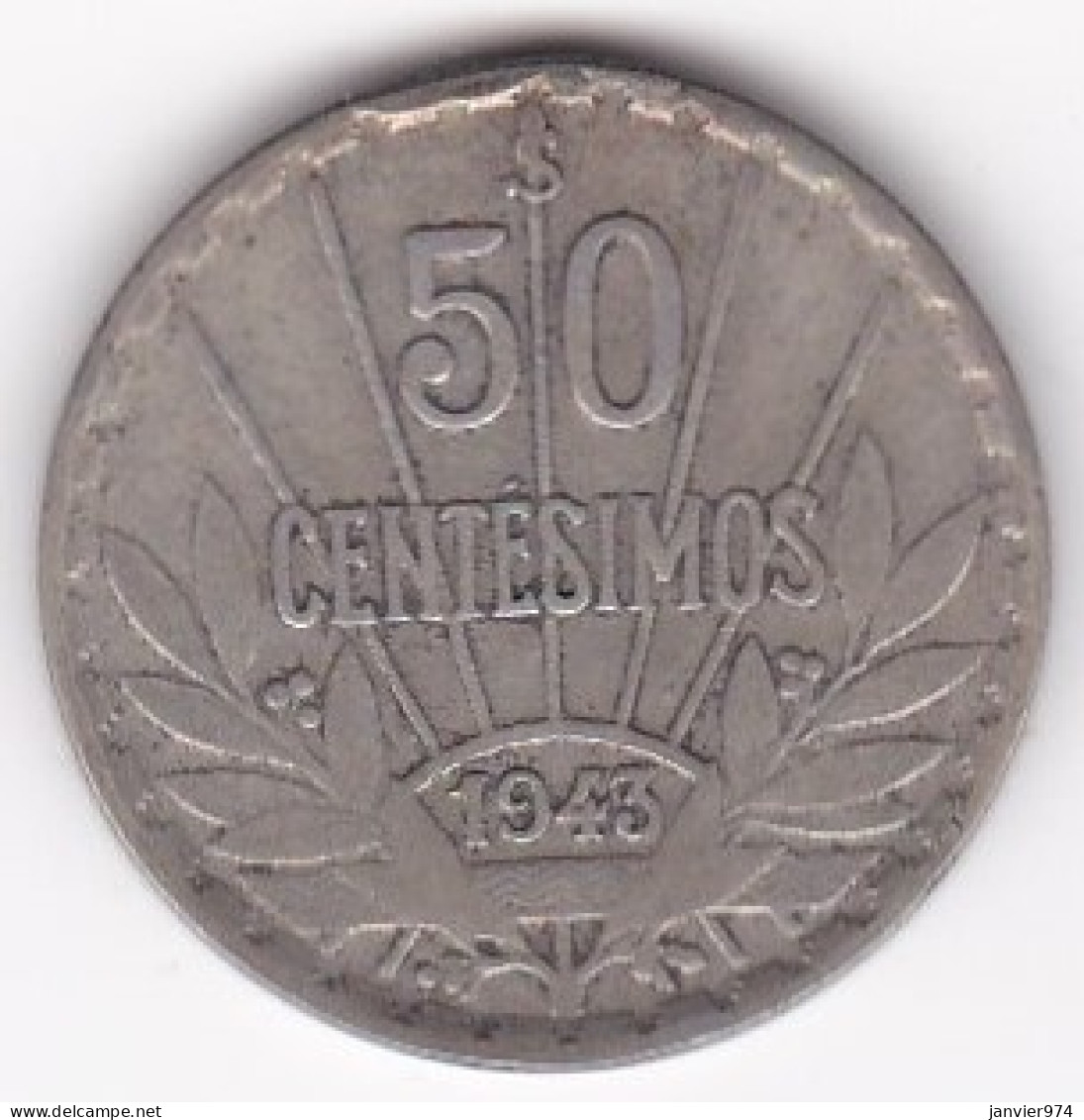 Uruguay  50 Centesimos 1943 So , En Argent , KM# 31 - Uruguay