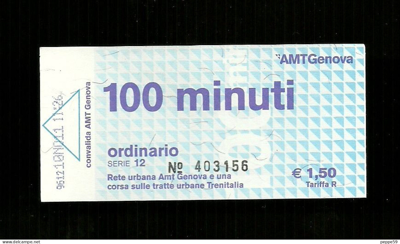 Biglietto Autobus Italia - A.M.T. Genova Ordinario 100 Minuti Da Euro 1.50 - Europe