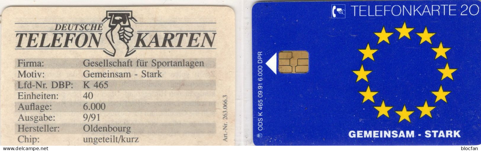 Sport-Anlagen TK K 465/1991 O 20€ 6.000 Exempl. EUROPA Gemeinsam Stark Gesundheit Beratung TC Stars Phonecard Of Germany - K-Series : Serie Clientes