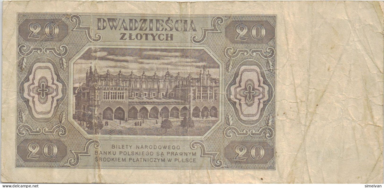 Poland 20 Zlotych 1948 P-137 Banknote Europe Currency Pologne Polen #5295 - Pologne