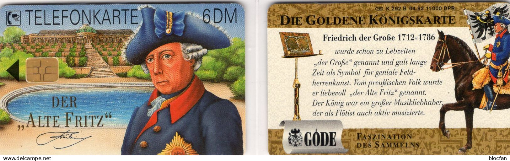 Friedrich Der Große TK K 292B/1993 ** 25€ 11.000 Goldene Königs-Karte Flagge Der Alte Fritz TC King Phonecard Of Germany - Characters