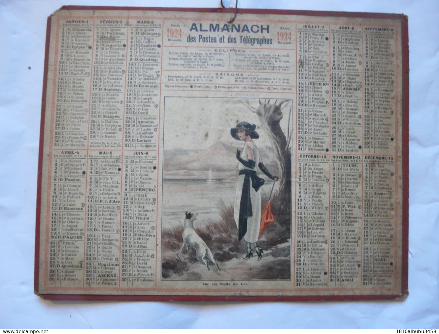 RARE - VIEUX PAPIERS - ALMANACH Des Postes Et Des Télégraphes 1924 : Sur Les Bords Du Lac - Tamaño Grande : 1921-40