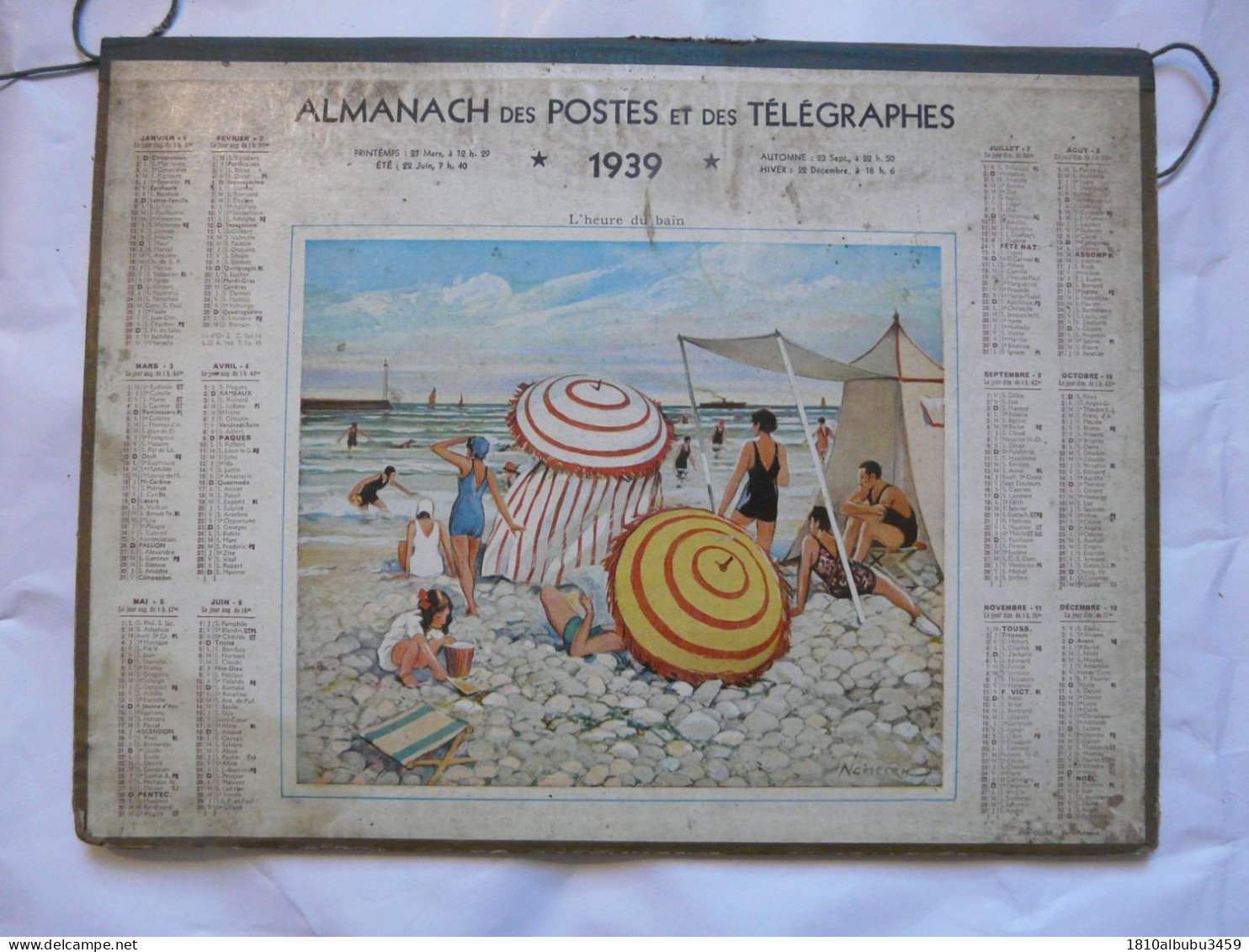 RARE - VIEUX PAPIERS - ALMANACH Des Postes Et Des Télégraphes 1939 : L'Heure Du Bain - Tamaño Grande : 1921-40