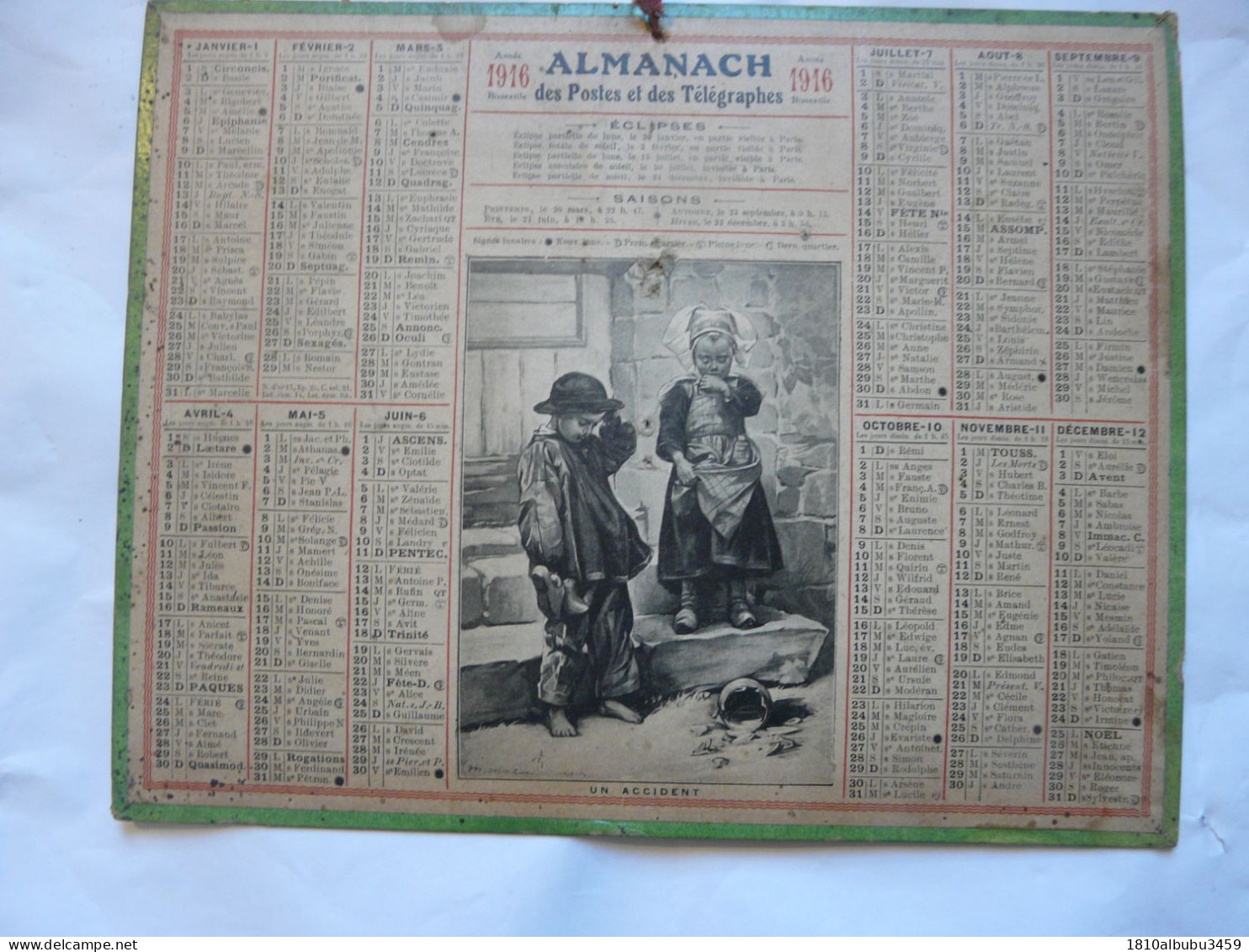 RARE - VIEUX PAPIERS - ALMANACH Des Postes Et Des Télégraphes 1916 - Tamaño Grande : 1901-20