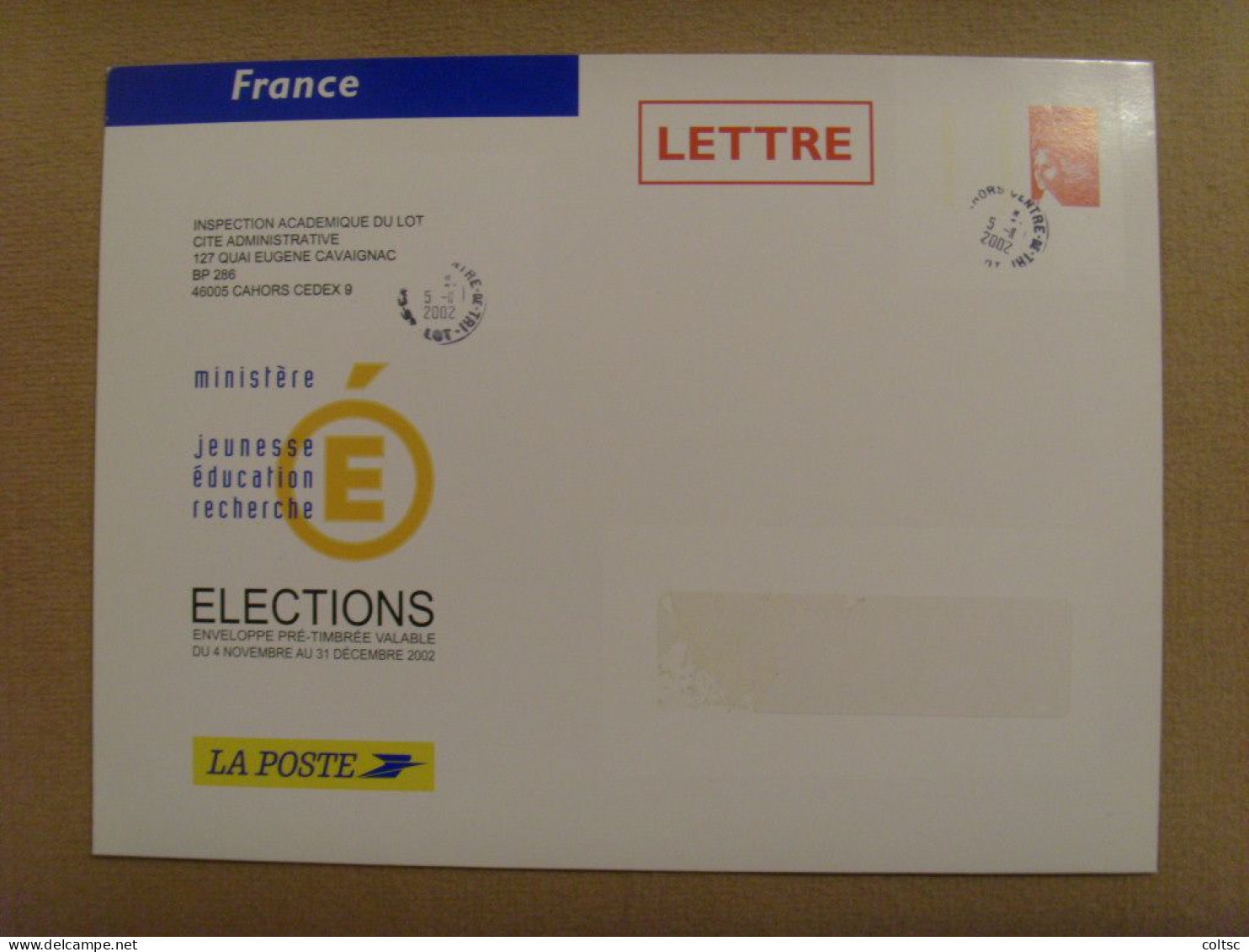 18845- PAP TSC Luquet RF Elections Education Nationale 2002, Oblitéré - Prêts-à-poster:Stamped On Demand & Semi-official Overprinting (1995-...)