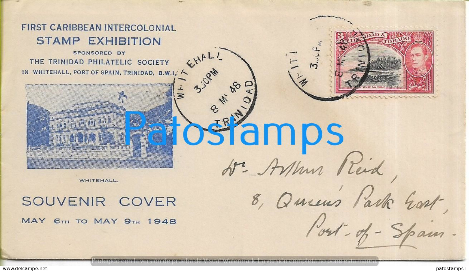 220104 TRINIDAD Y TOBAGO COVER CANCEL YEAR 1948 CIRCULATED TO PORT OF SPAIN NO POSTAL POSTCARD - Trinidad & Tobago (1962-...)