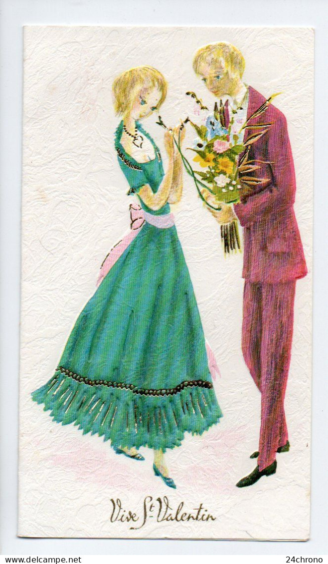 Carte Double: Vive Saint Valentin, Carte Gaufree, Couple (23-419) - Valentijnsdag