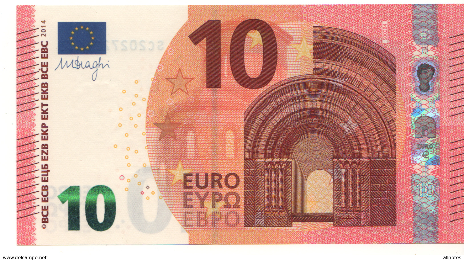 10 EURO  "Italy"     Firma DRAGHI    S 002 B4      SC2027226135  /  FDS - UNC - 10 Euro