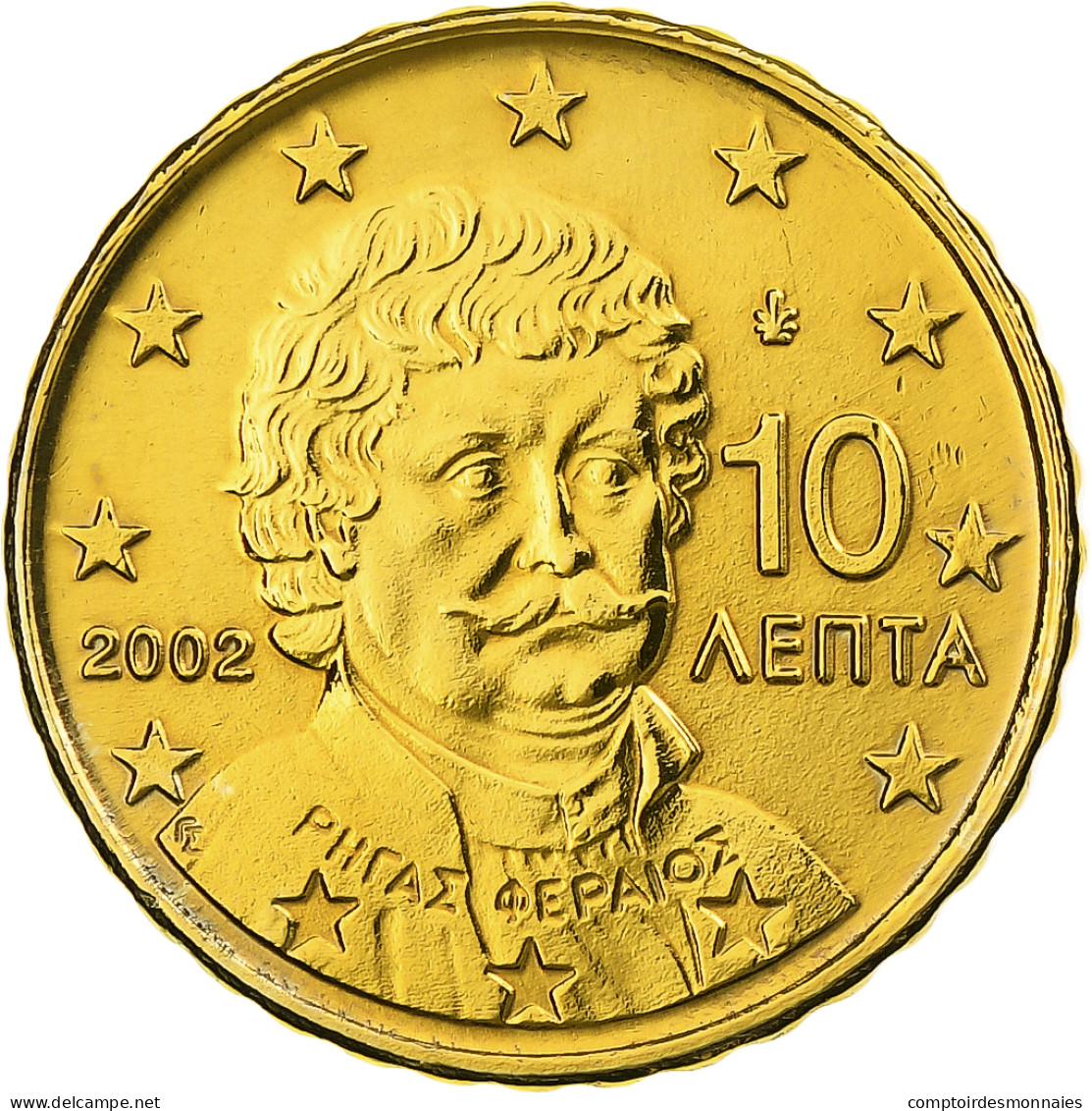 Grèce, 10 Euro Cent, 2002, Athènes, Or Nordique, TTB, KM:184 - Grecia