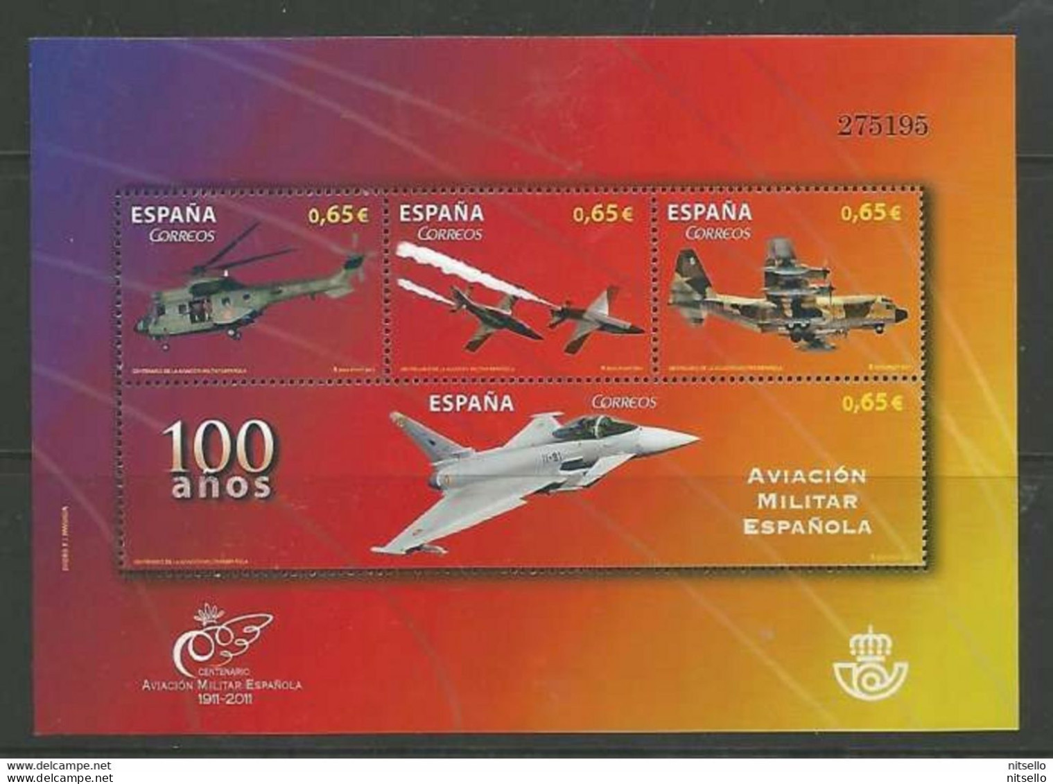 HB ESPAÑA  ///  ESPAÑA 2011 - AVIONES MILITARES - HB / BLOC Nº: 196 **MNH - ¡¡¡ OFERTA - LIQUIDATION - JE LIQUIDE !!! - Blocchi & Foglietti