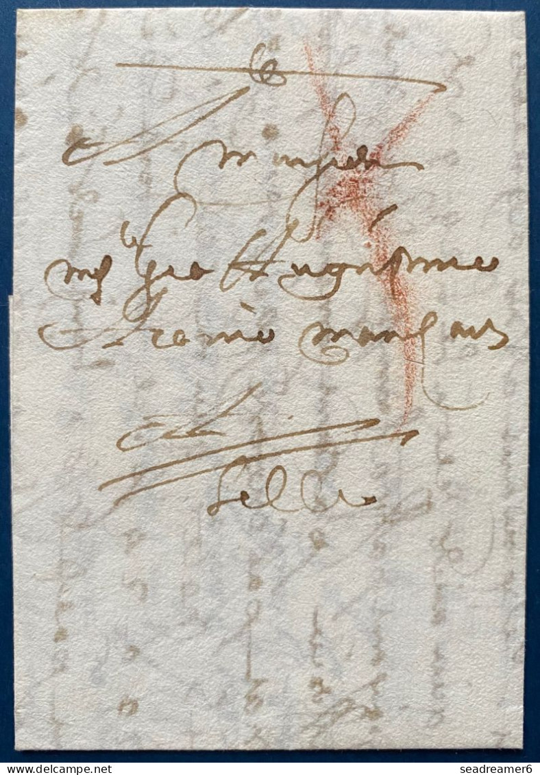 LETTRE Verticale 9 MAI 1698 Croix Manuscrite, " De YPRES " Marque Rouge à La Craie Y, Pour LILLE En Port Payé TTB & R - 1621-1713 (Paesi Bassi Spagnoli)